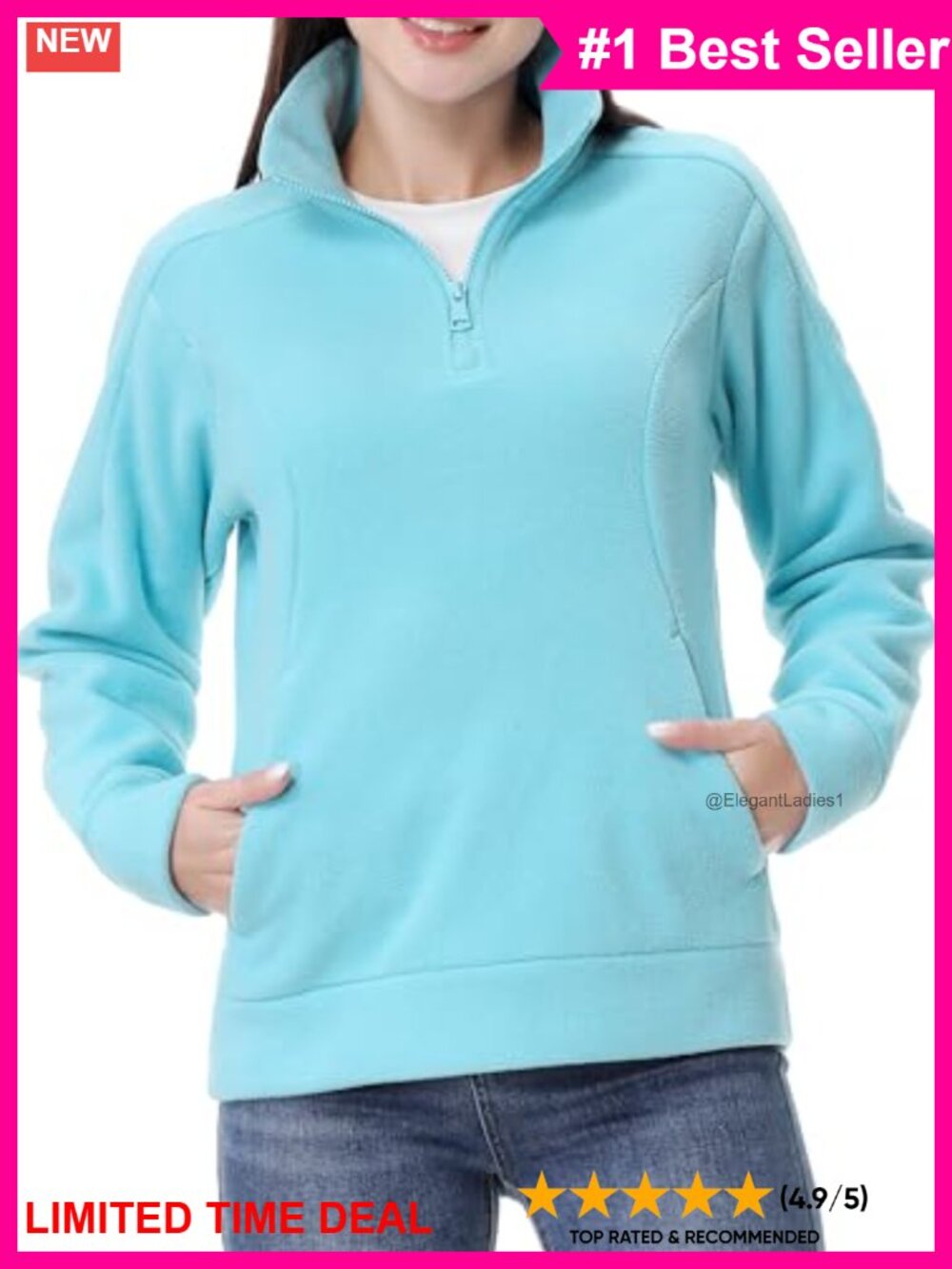 Soft Polar Fleece Half-Zip Pullover Sweatshirt Mock Neck Long Sleeve